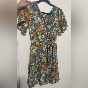 Sienna Sky Blue and Orange Floral Dress